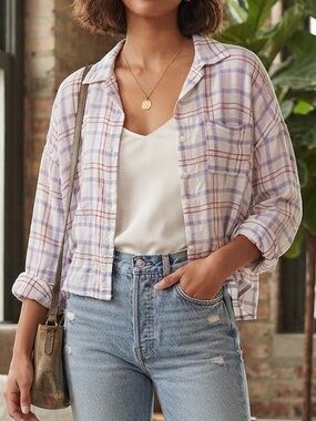 Florence Plaid Shirt with Red and Purple Accents